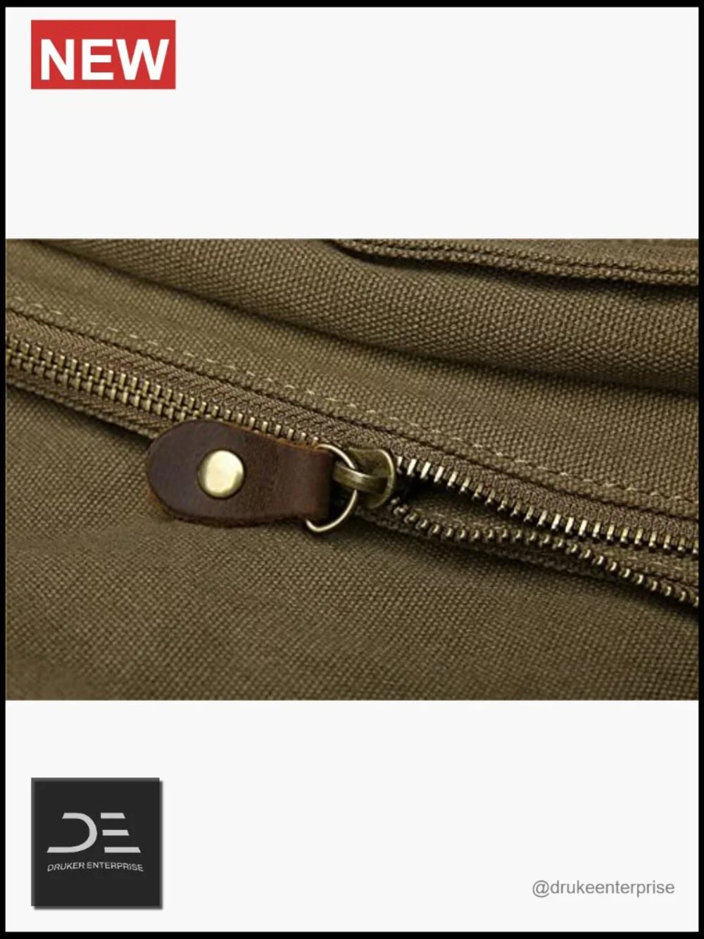 Vintage Military Canvas Leather Messenger Laptop Bag 17 inch